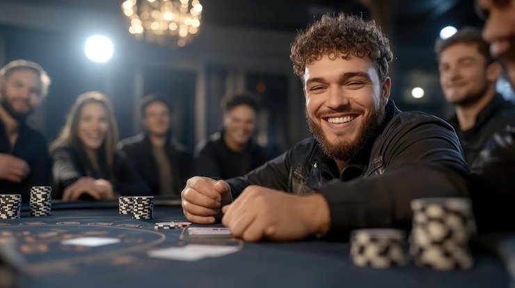 Pengguna berinteraksi dengan dealer live casino melalui layar perangkat mobile